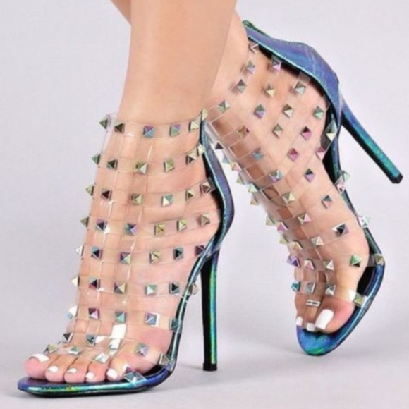 Liliana Shoes - 🌈Green Hologram Heels🌈